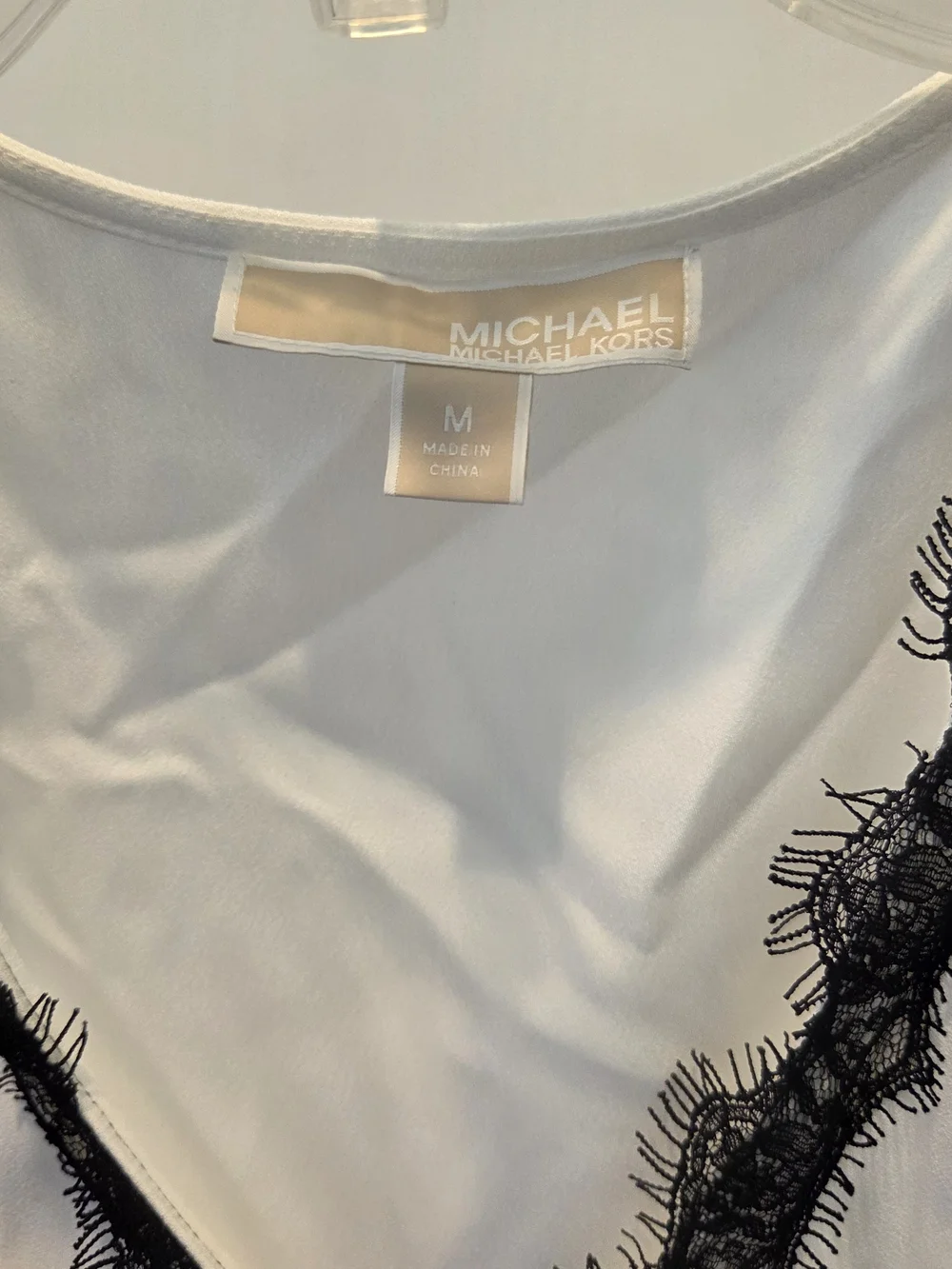 Michael Kors White Camisole with Black Lace Trim
